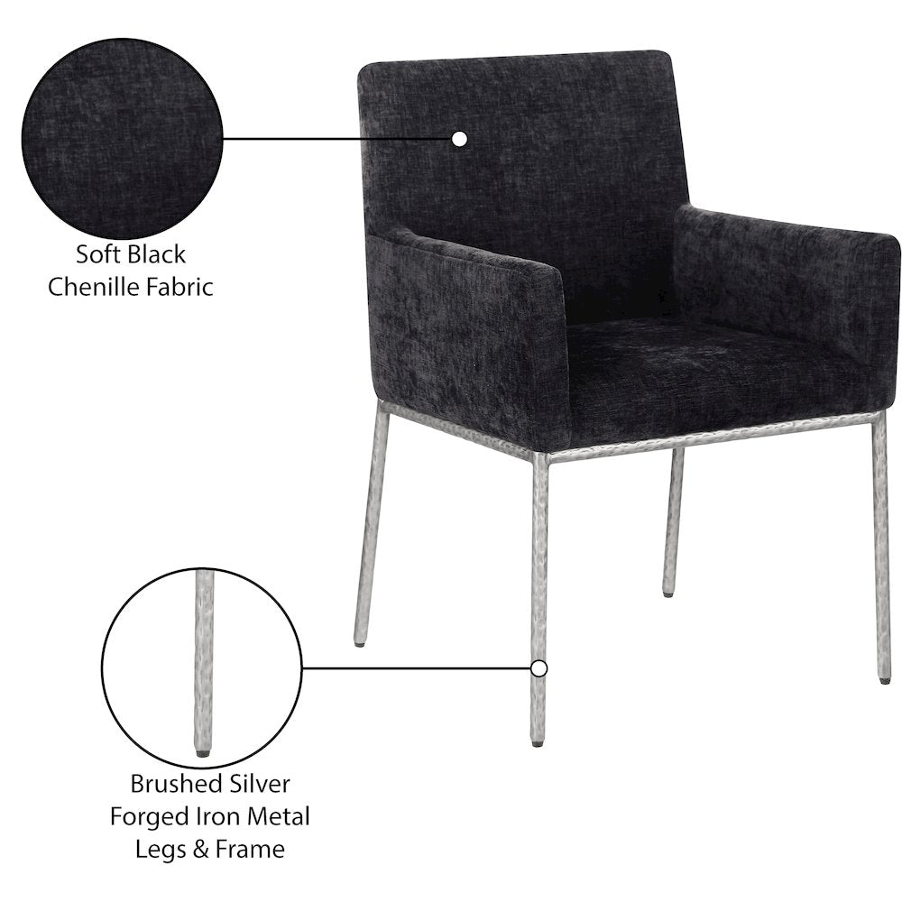 Reeves Black Chenille Fabric Dining Chair, Set of 2