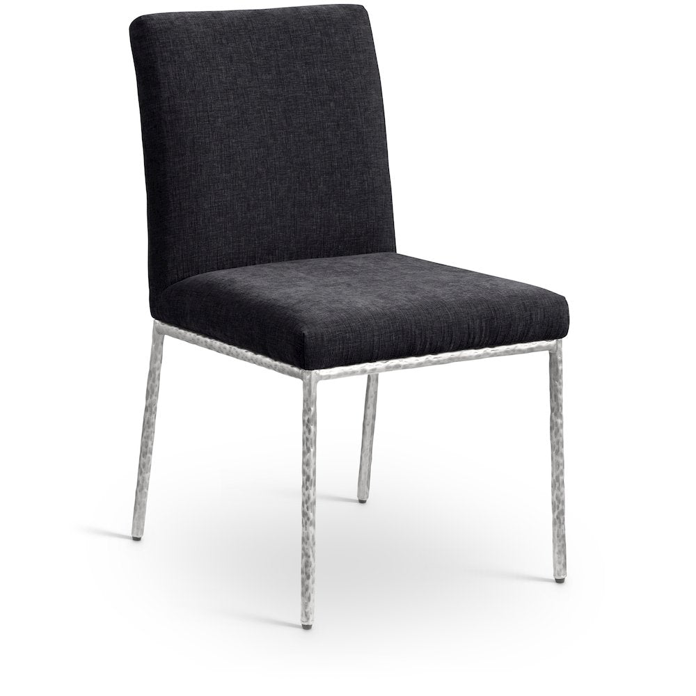 Reeves Black Chenille Fabric Upholstered Dining Side Chair, Set of 2