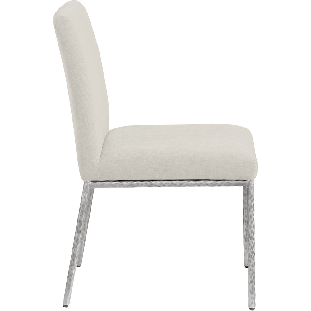 Reeves Cream Chenille Fabric Upholstered Dining Side Chair, Set of 2