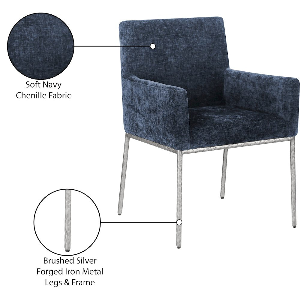 Reeves Navy Chenille Fabric Dining Chair, Set of 2