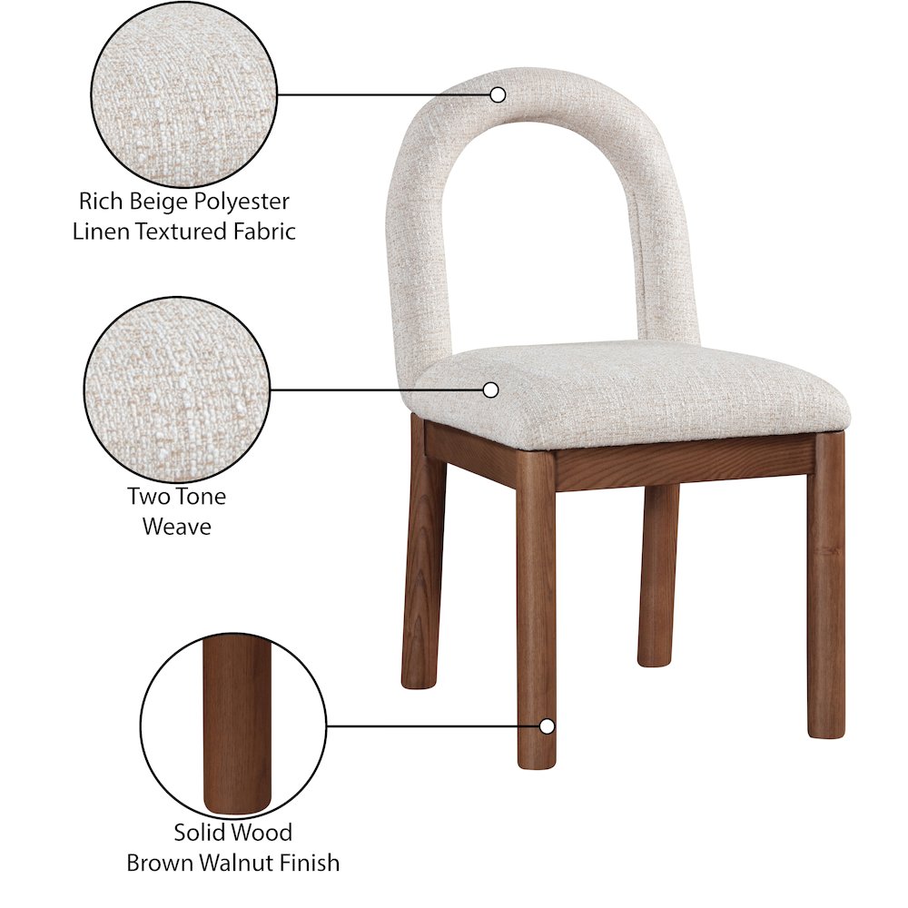 Conrad Beige Linen Textured Fabric Dining Chair