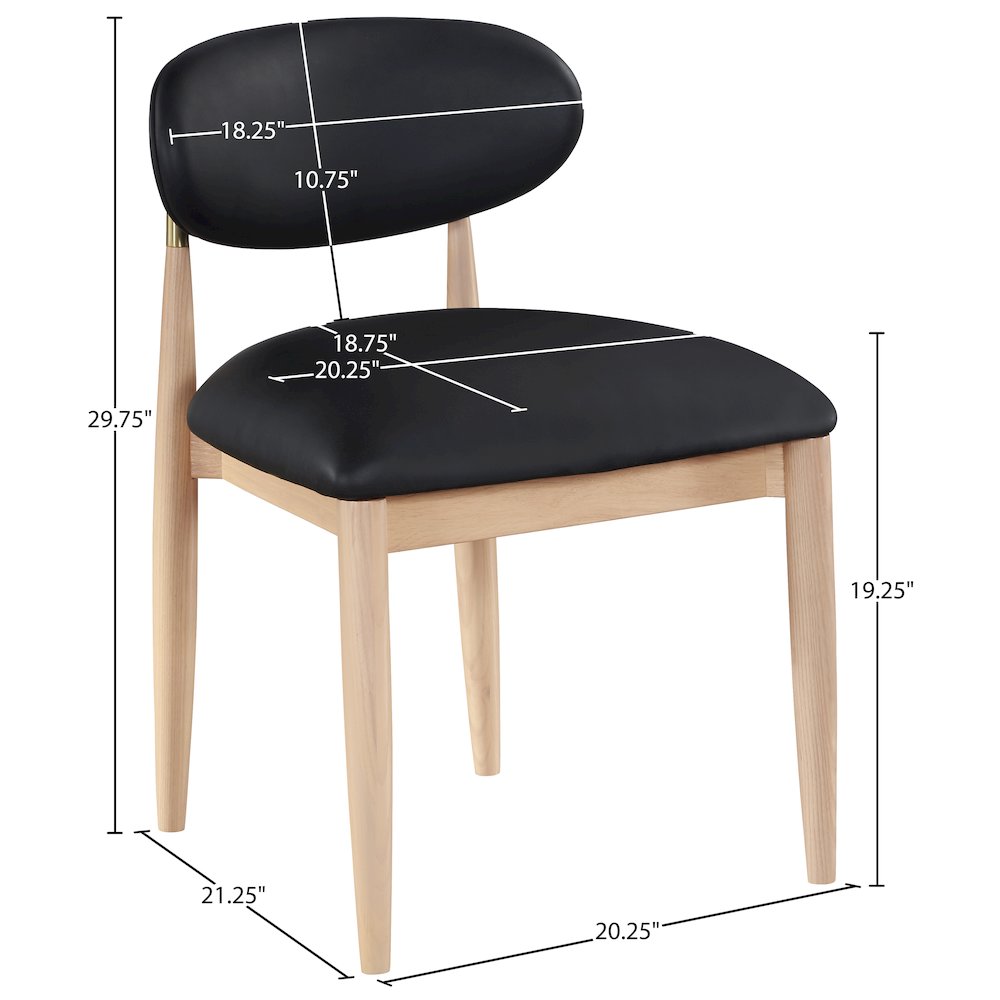 Riccio Black Vegan Leather Upholstered Dining Side Chair, Set of 2
