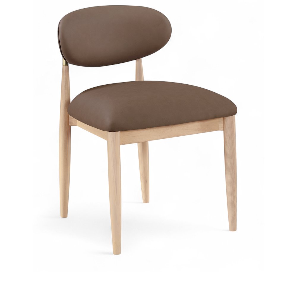 Riccio Brown Vegan Leather Upholstered Dining Side Chair, Set of 2