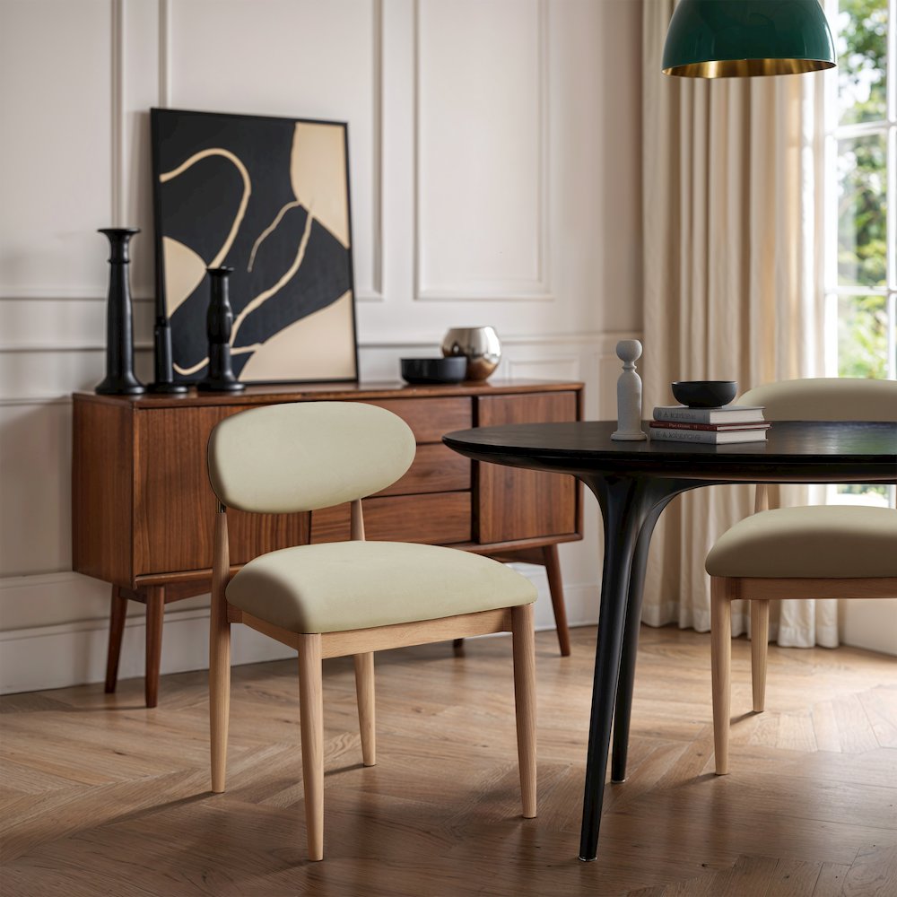Riccio Taupe Vegan Leather Upholstered Dining Side Chair, Set of 2