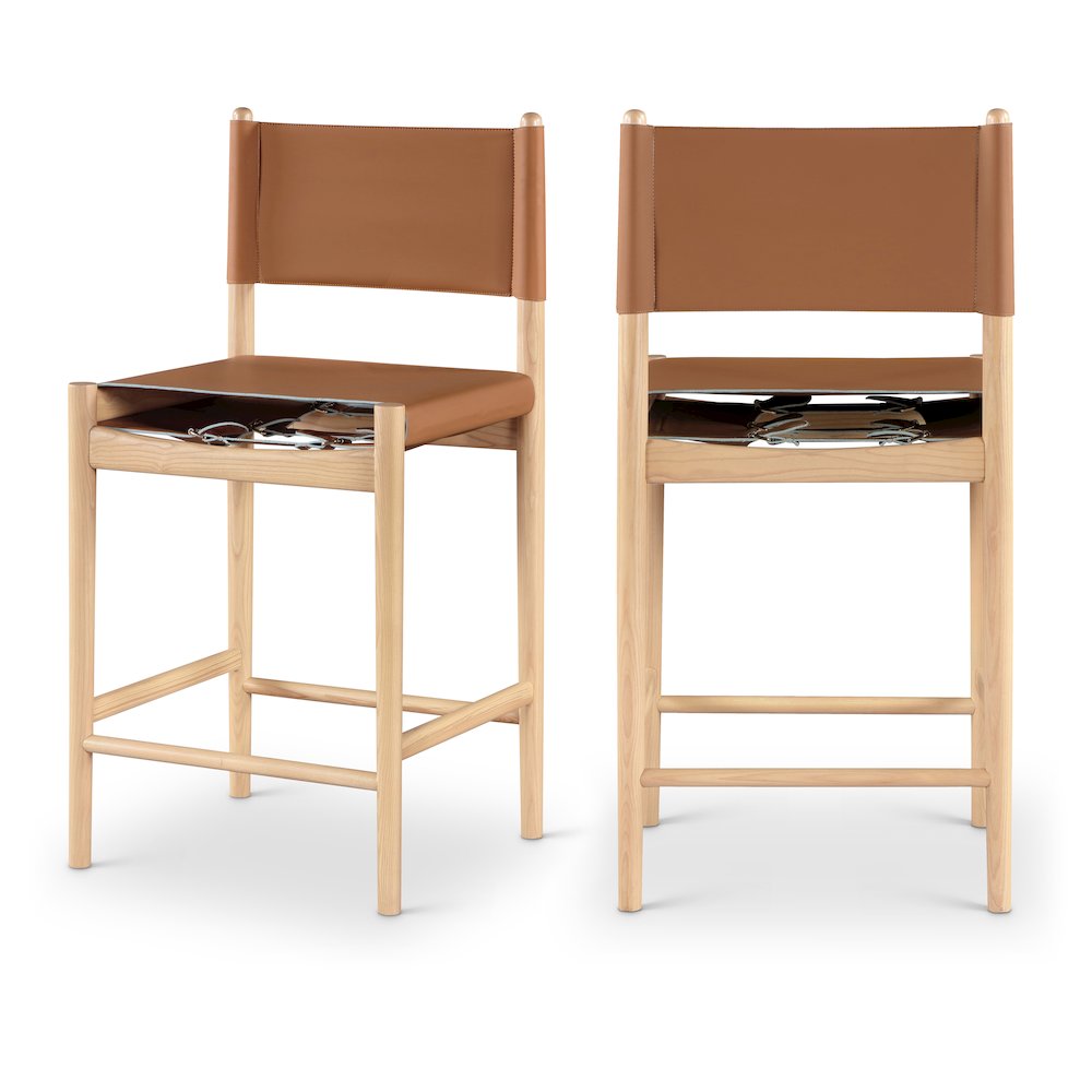 Rawlins Cognac Vegan Leather Upholstered Counter Stool