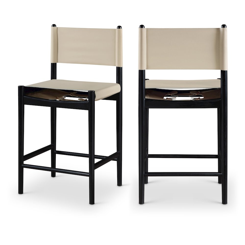 Rawlins Beige Vegan Leather Upholstered Counter Stool