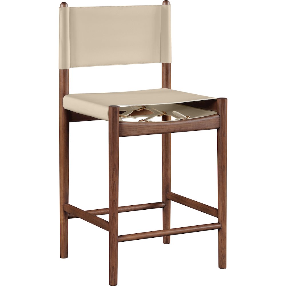 Rawlins Beige Vegan Leather Upholstered Counter Stool