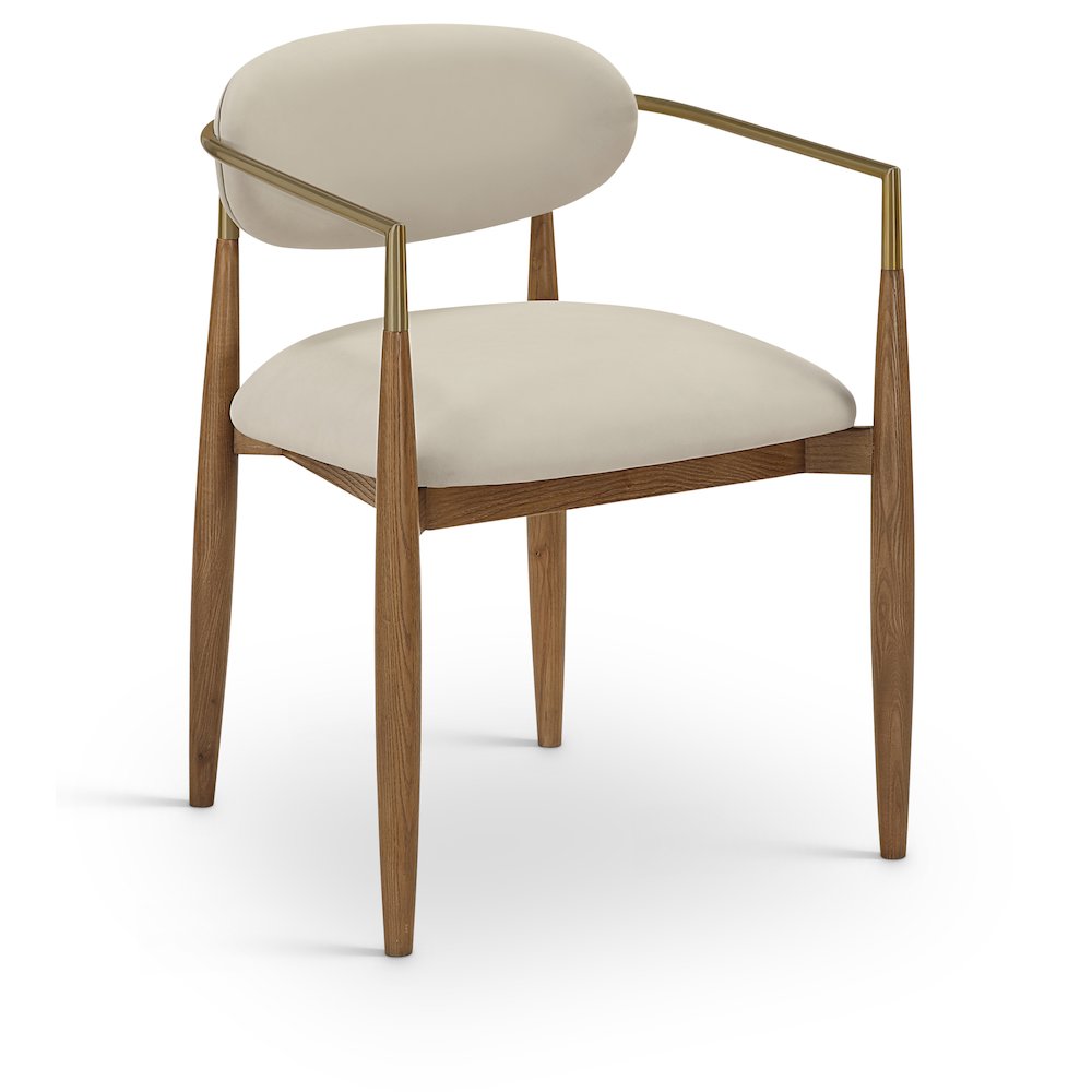 Riccio Beige Vegan Leather Upholstered Dining Arm Chair, Set of 2