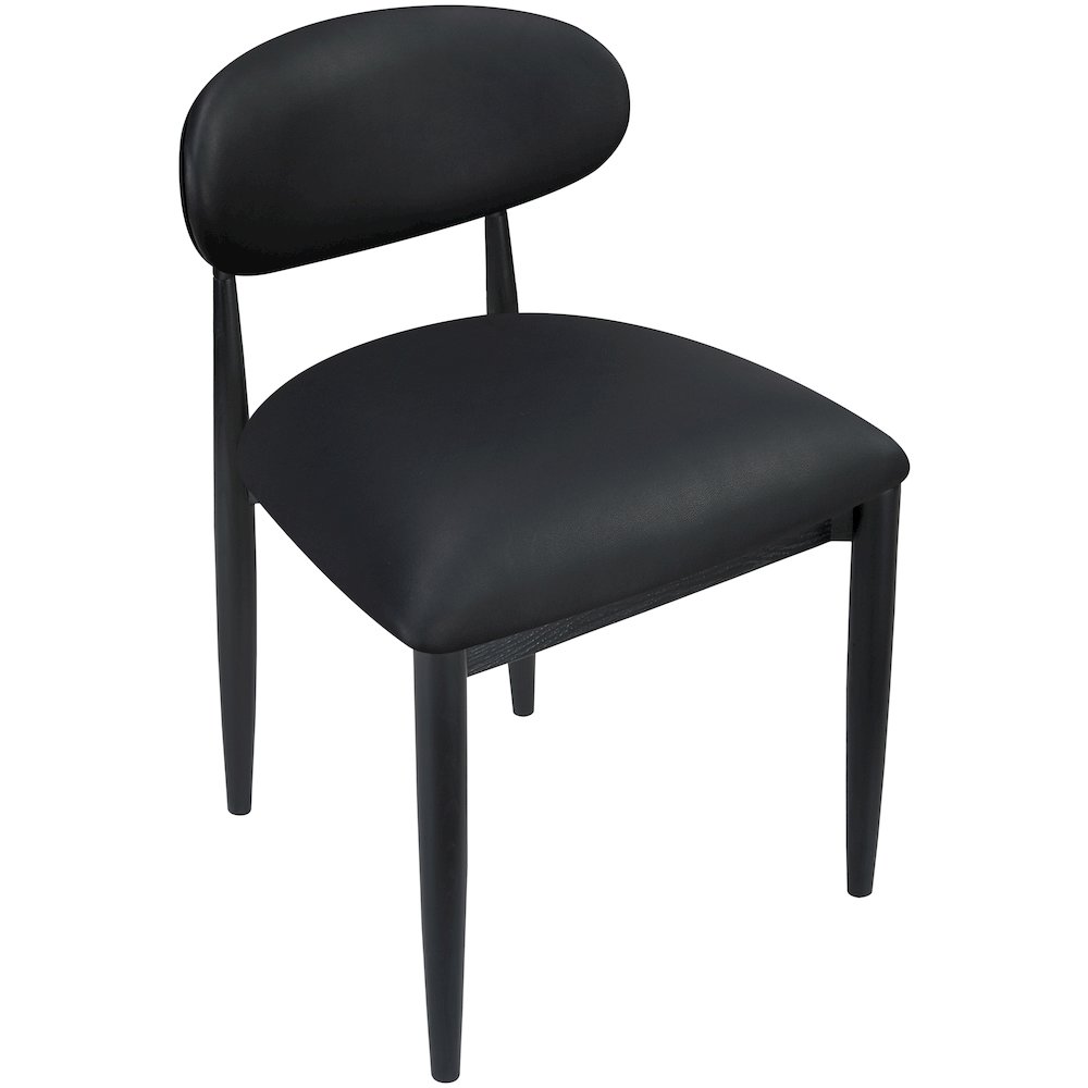 Riccio Black Vegan Leather Upholstered Dining Side Chair, Set of 2