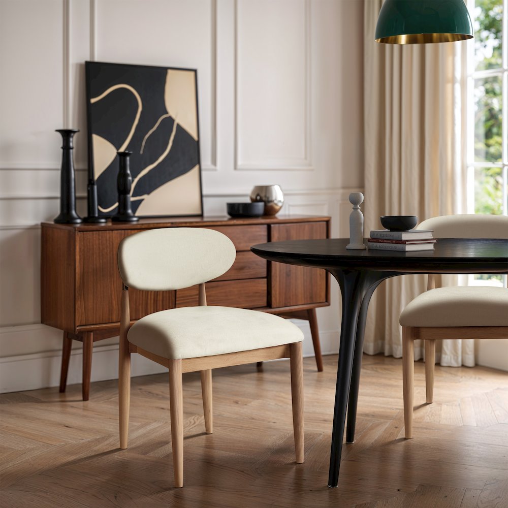 Riccio Cream Performance Fabric Upholstered Dining Side Chair, Set of 2