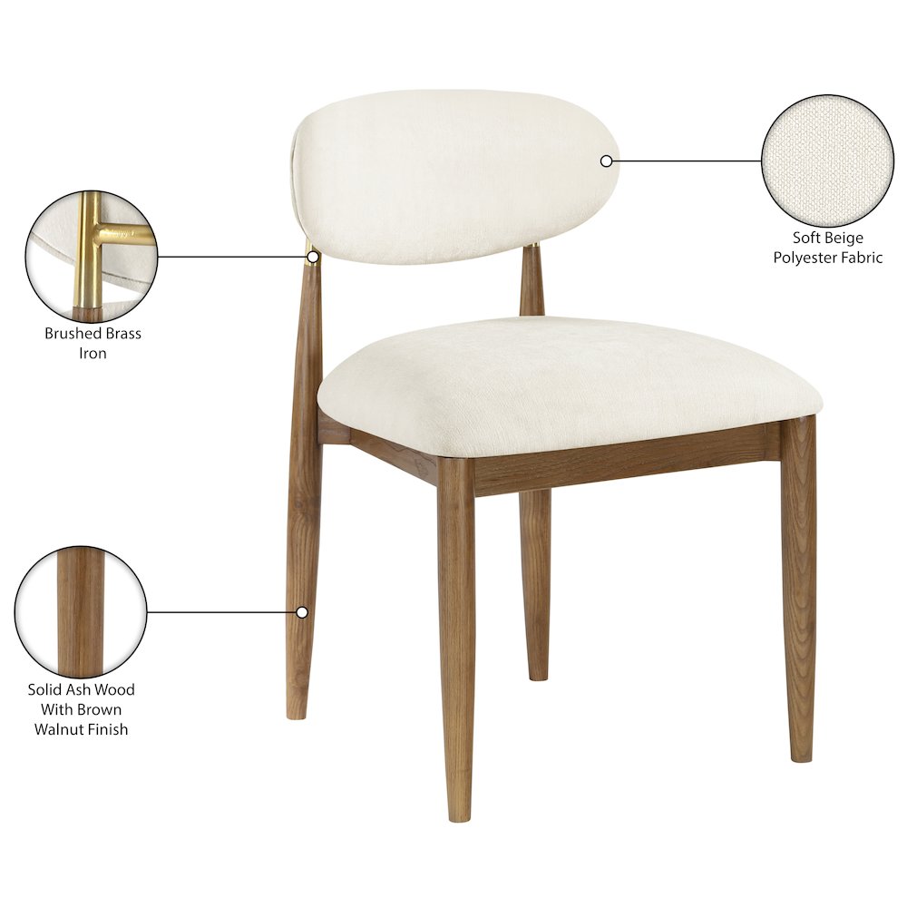 Riccio Beige Performance Fabric Upholstered Dining Side Chair, Set of 2