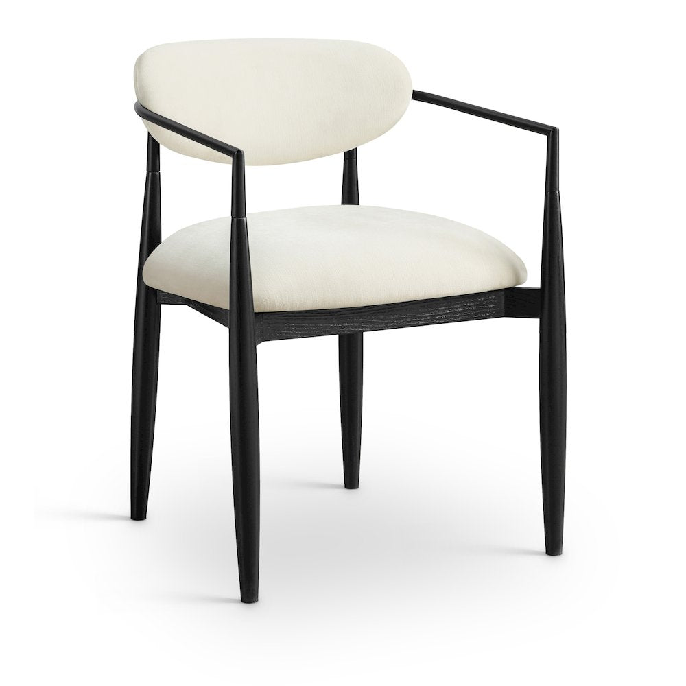 Riccio Cream Performance Fabric Upholstered Dining Arm Chair, Set of 2