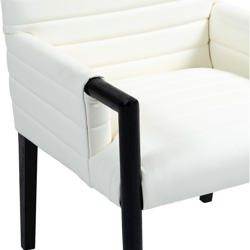 Aimee Cream Vegan Leather Dining Arm Chair