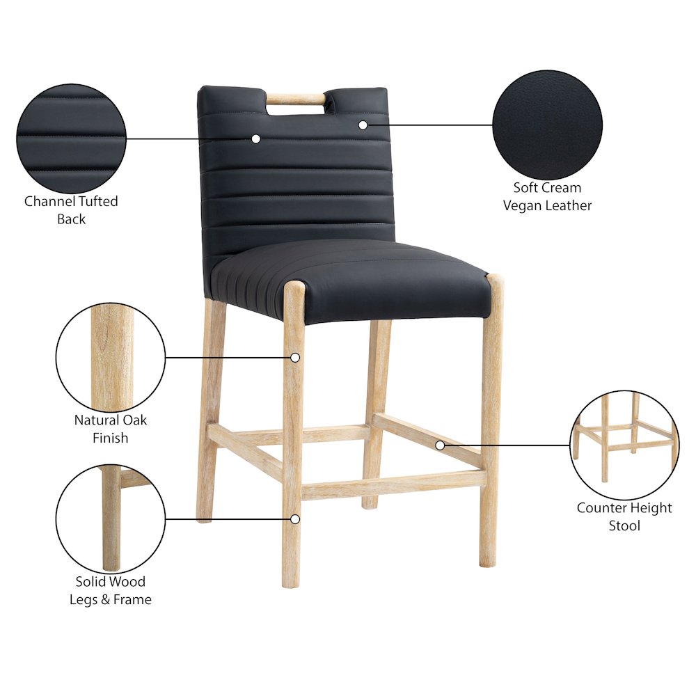 Aimee Black Vegan Leather Counter Stool