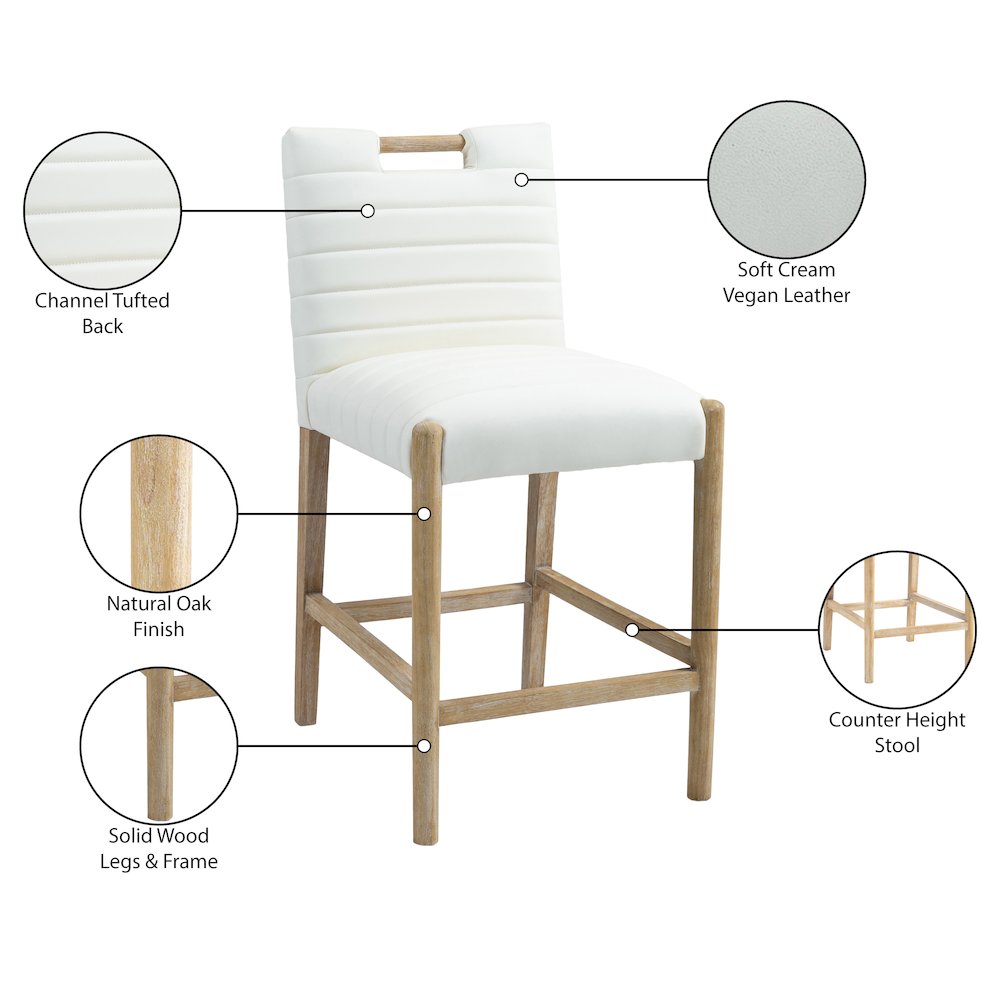 Aimee Cream Vegan Leather Counter Stool