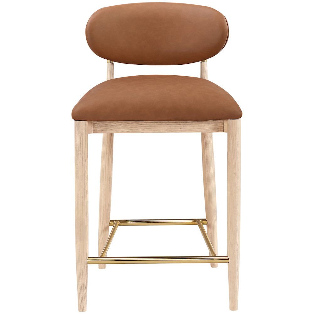 Riccio Cognac Vegan Leather Upholstered Stool