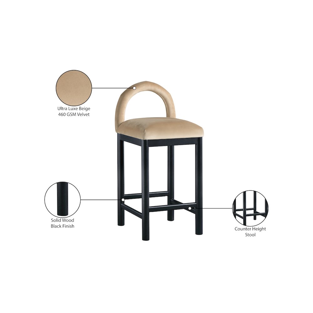 Conrad Beige Velvet Counter Stool