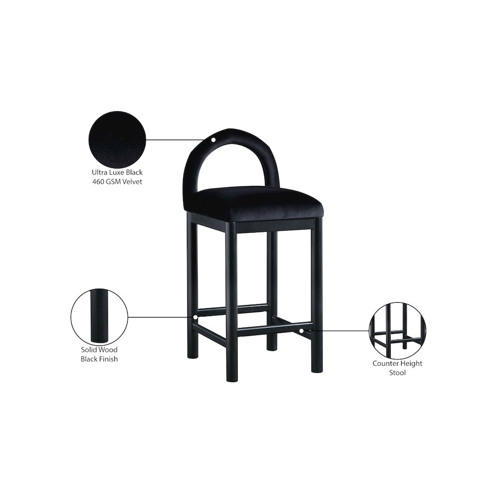 Conrad Black Velvet Counter Stool