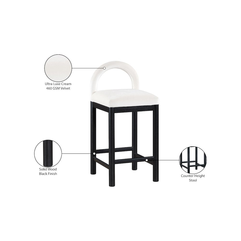Conrad Cream Velvet Counter Stool