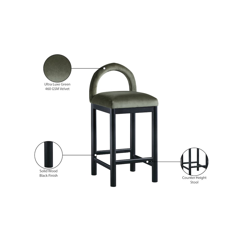 Conrad Green Velvet Counter Stool