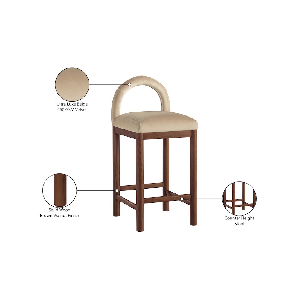 Conrad Beige Velvet Counter Stool