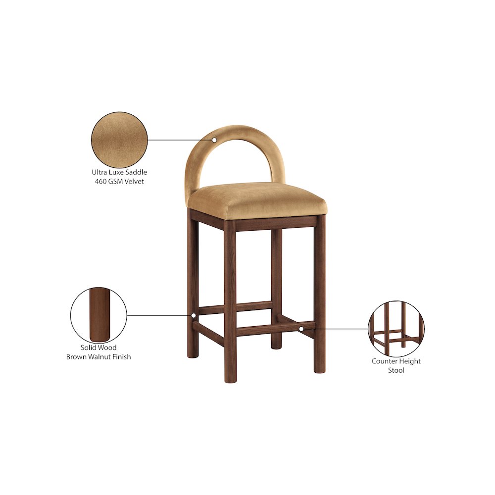 Conrad Saddle Velvet Counter Stool