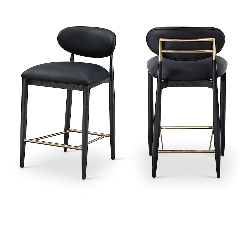 Riccio Black Vegan Leather Upholstered Stool