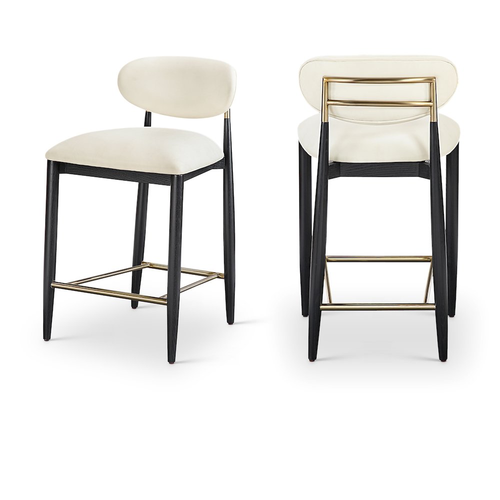 Riccio Cream Vegan Leather Upholstered Stool