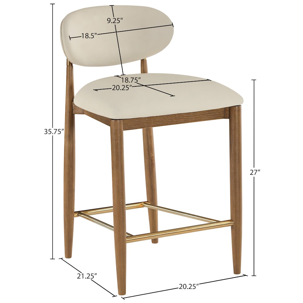 Riccio Beige Vegan Leather Upholstered Stool