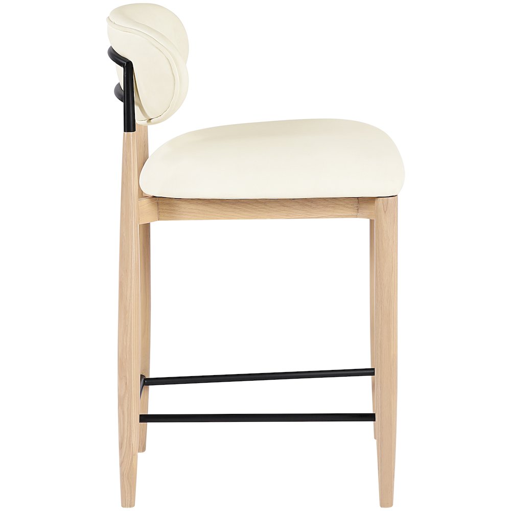 Riccio Cream Vegan Leather Upholstered Stool