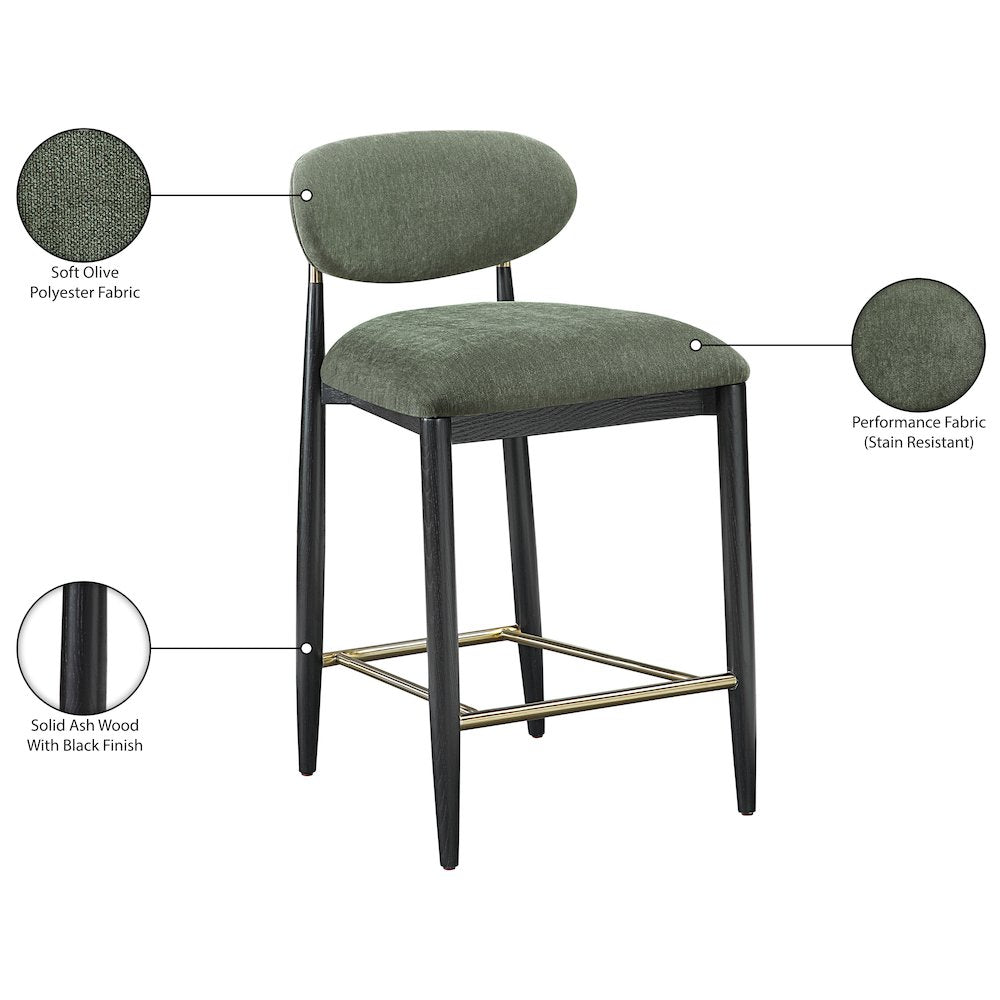 Riccio Olive Performance Fabric Upholstered Stool