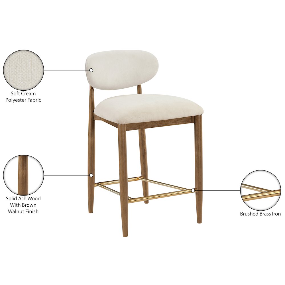 Riccio Cream Performance Fabric Upholstered Stool