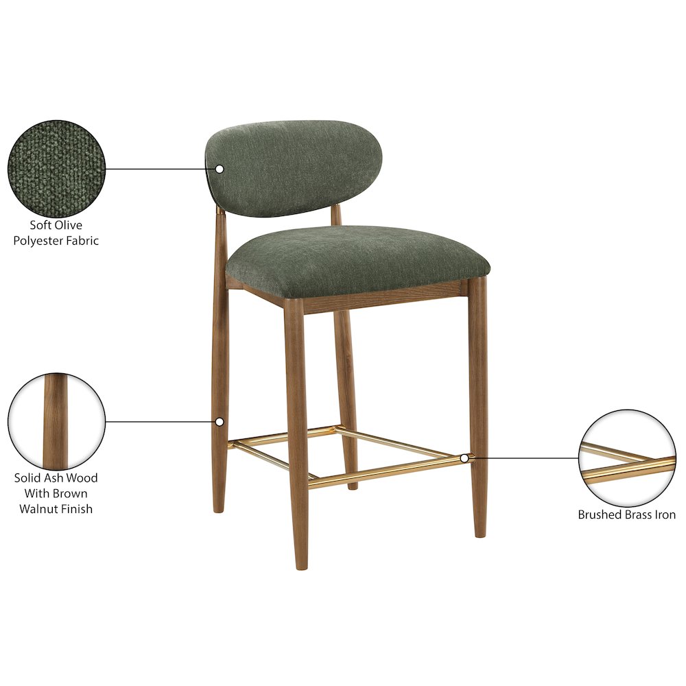 Riccio Olive Performance Fabric Upholstered Stool