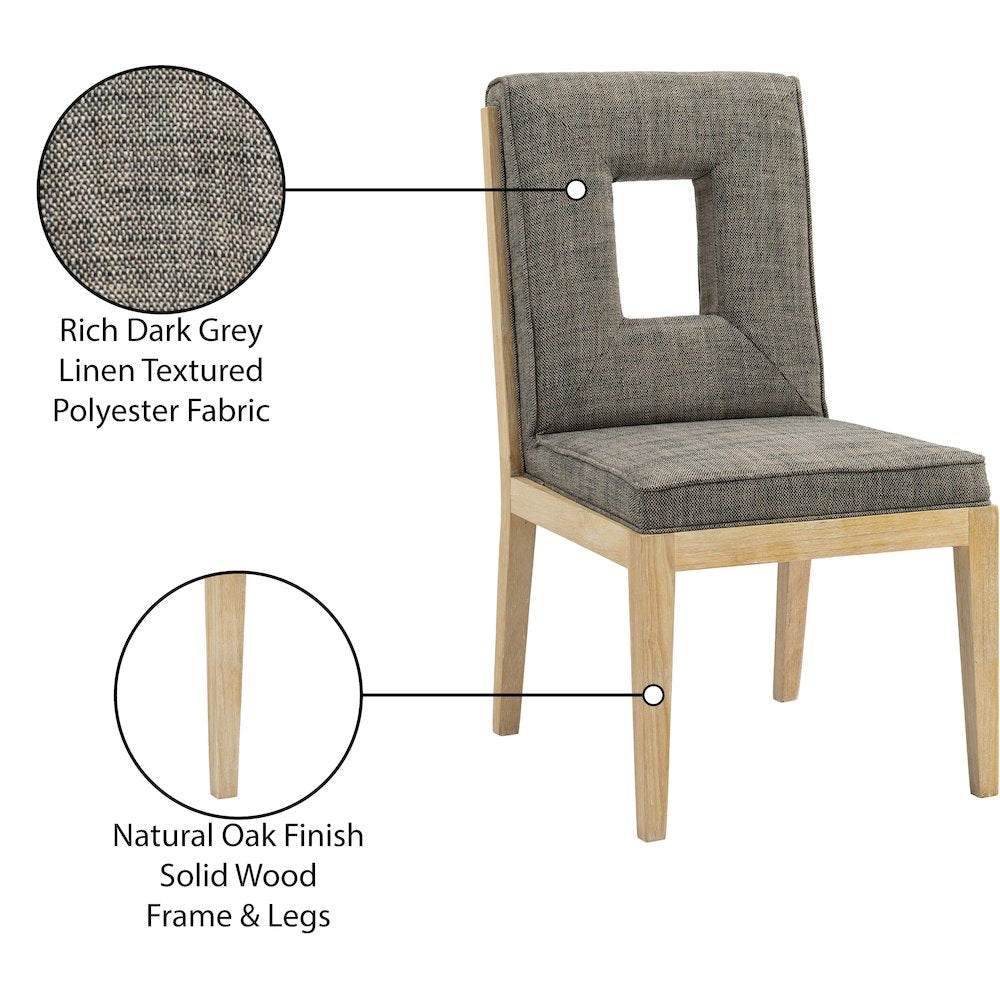 Gwendolyn Grey Linen Textured Fabric Dining Side Chair, Set of 2