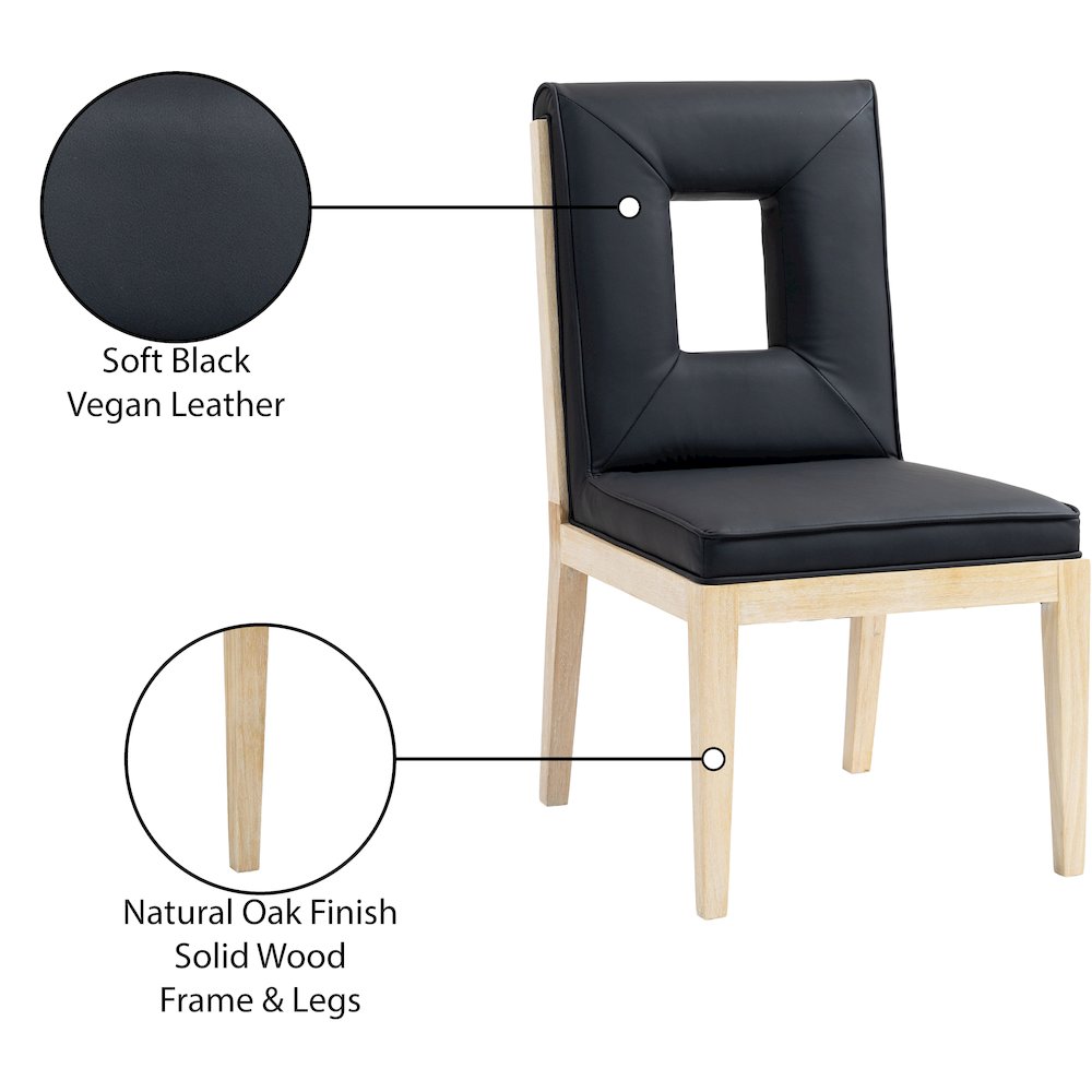 Gwendolyn Black Vegan Leather Dining Side Chair, Set of 2