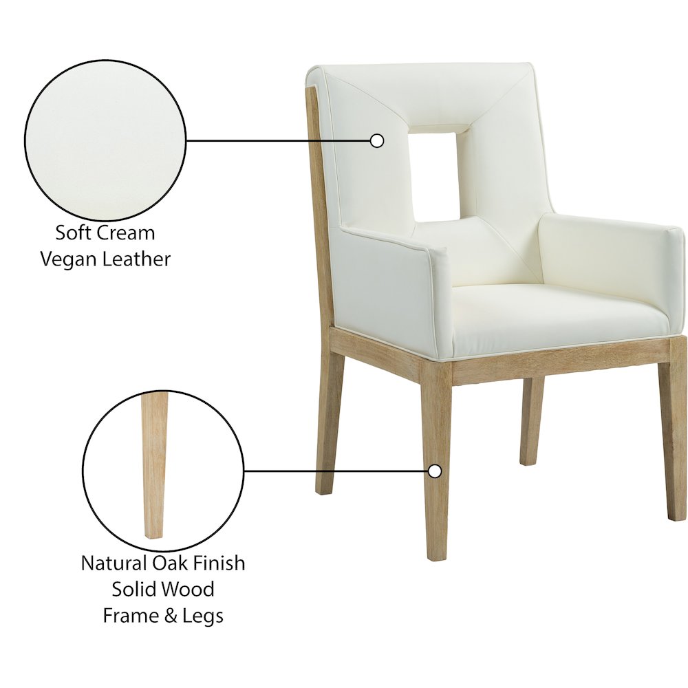 Gwendolyn Cream Vegan Leather Dining Arm Chair