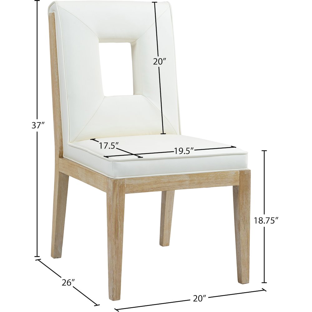 Gwendolyn Cream Vegan Leather Dining Side Chair, Set of 2