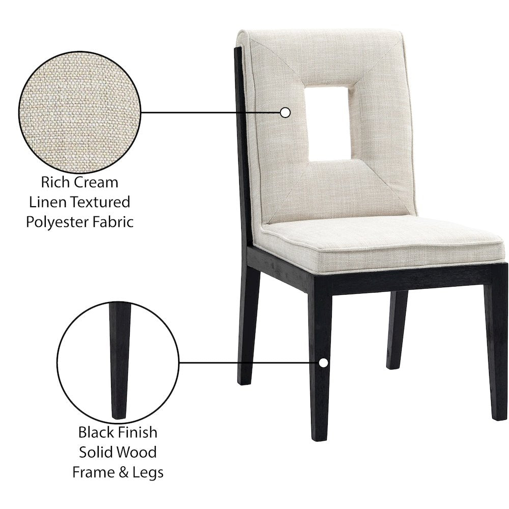 Gwendolyn Cream Linen Textured Fabric Dining Side Chair, Set of 2