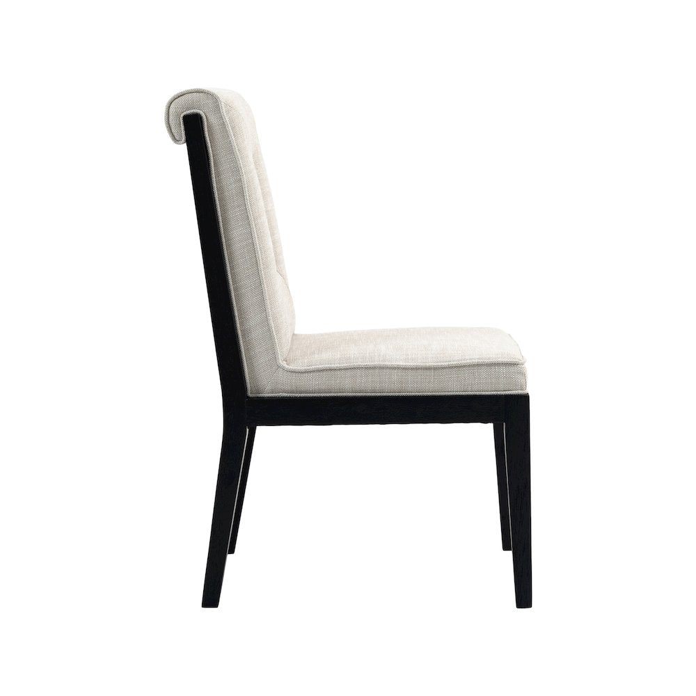 Gwendolyn Cream Linen Textured Fabric Dining Side Chair, Set of 2