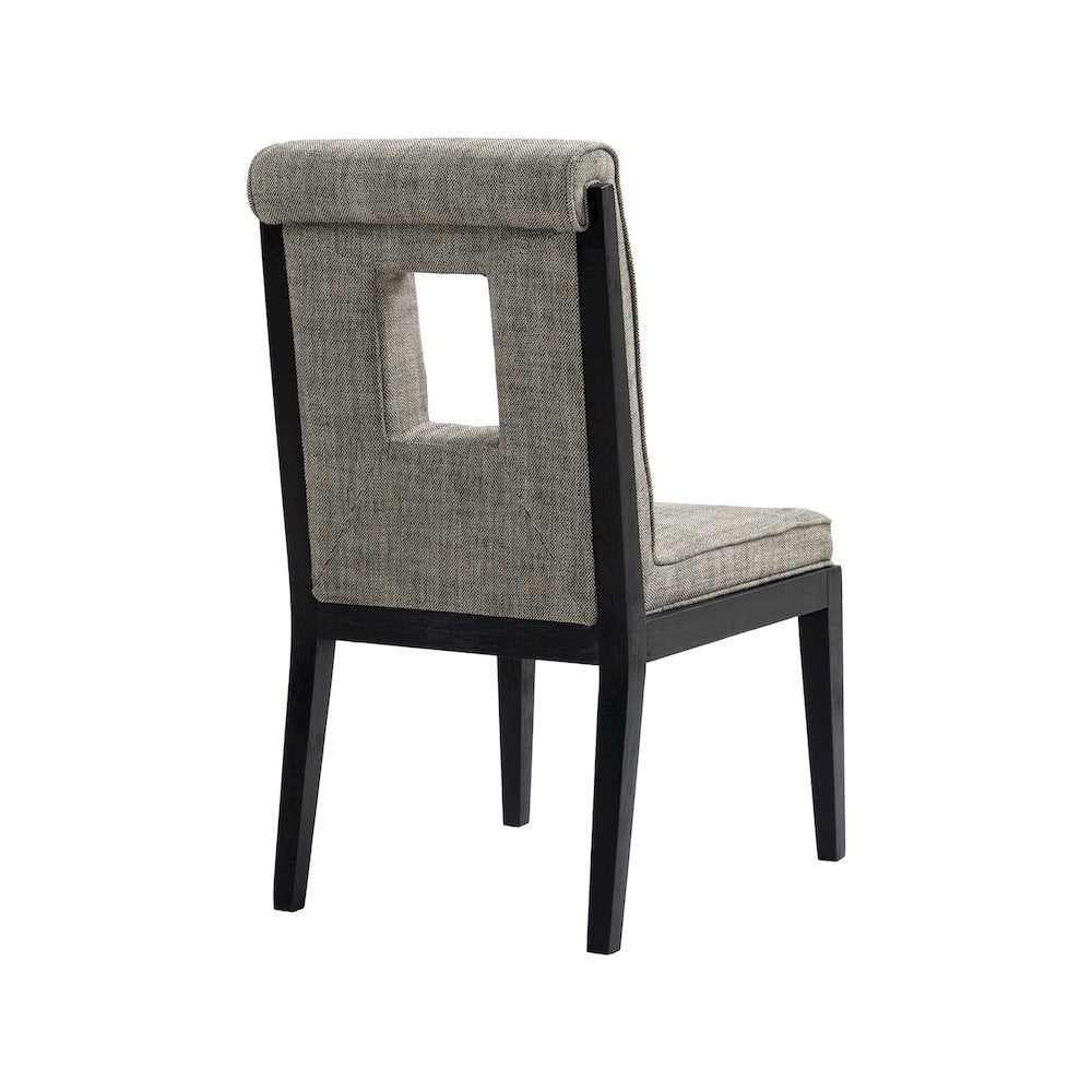 Gwendolyn Grey Linen Textured Fabric Dining Side Chair, Set of 2