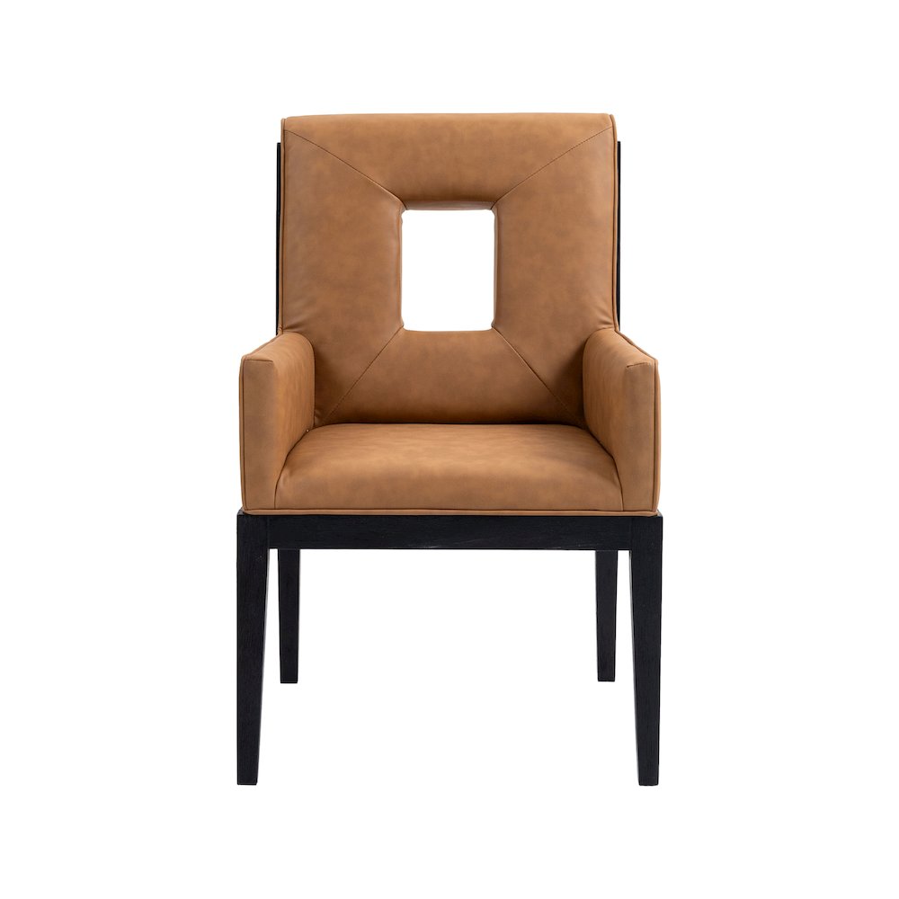 Gwendolyn Cognac Vegan Leather Dining Arm Chair