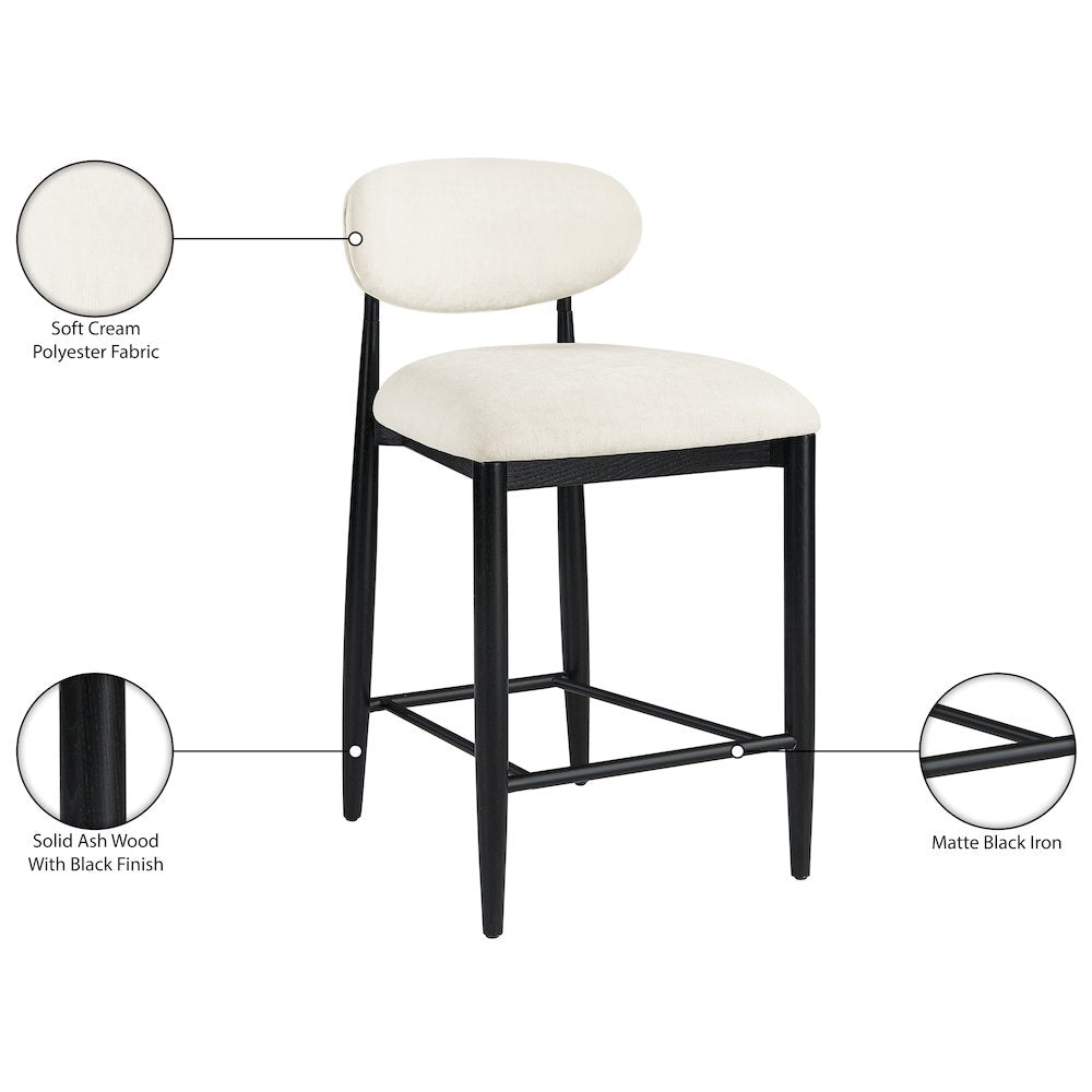 Riccio Beige Performance Fabric Upholstered Stool