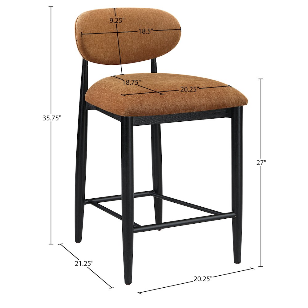 Riccio Cognac Performance Fabric Upholstered Stool