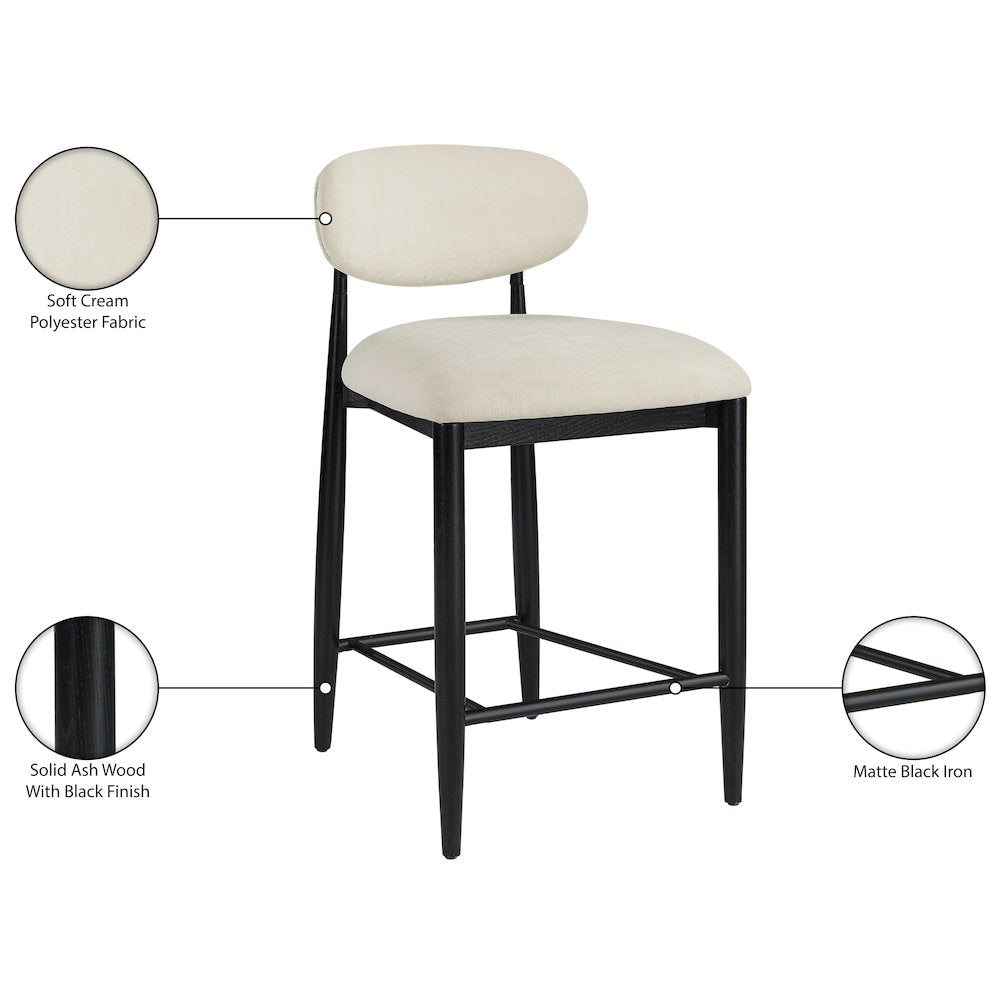 Riccio Cream Performance Fabric Upholstered Stool