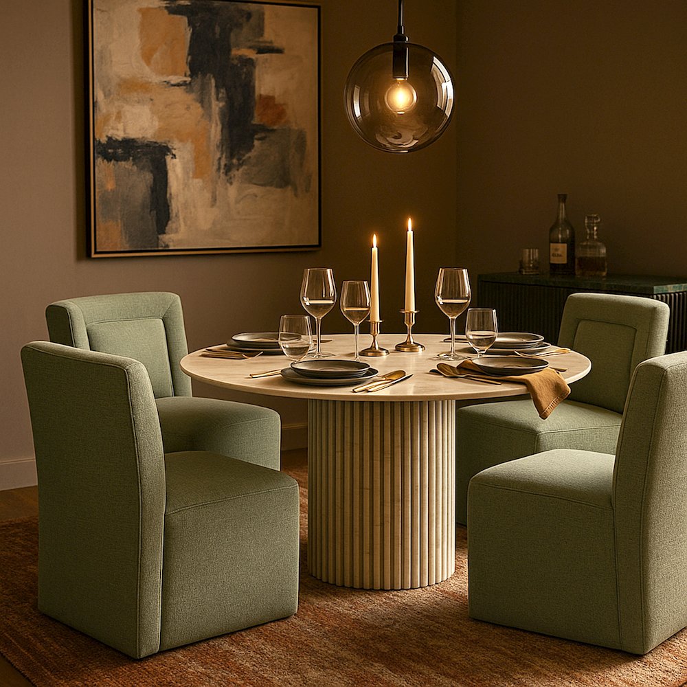 Duvina Mint Chenille Performance Fabric Upholstered Dining Chair