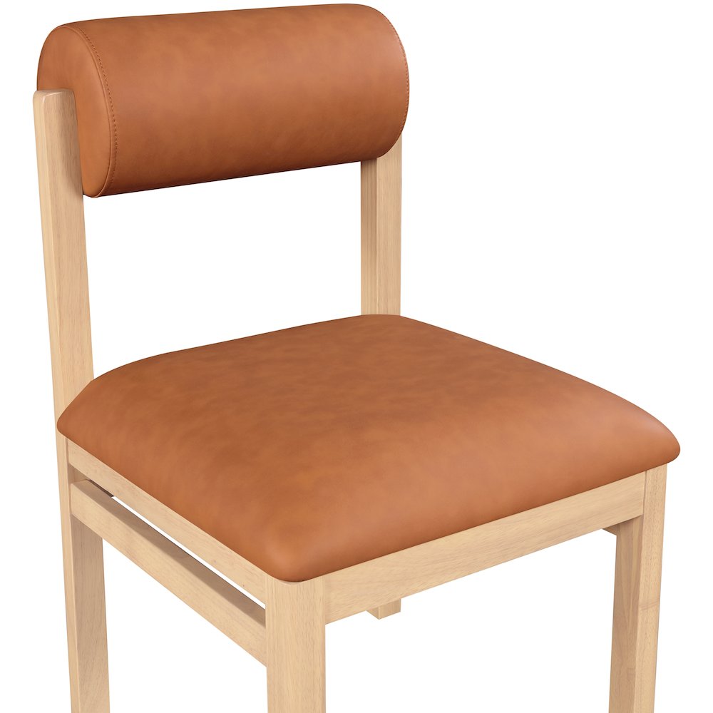 Roundhill Cognac Vegan Leather Upholstered Dining Chair, Set of 2