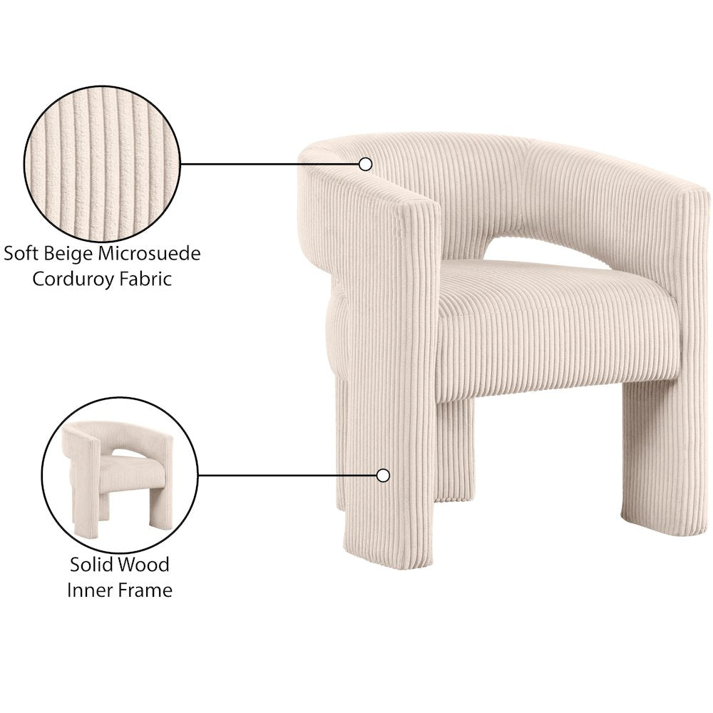 Riz Beige Corduroy Fabric Accent/Dining Chair