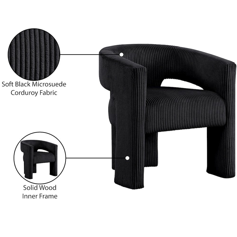 Riz Black Corduroy Fabric Accent/Dining Chair