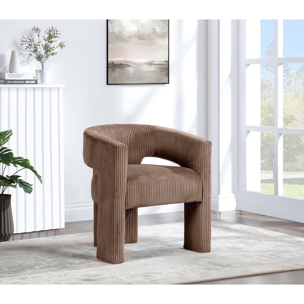 Riz Brown Corduroy Fabric Accent/Dining Chair