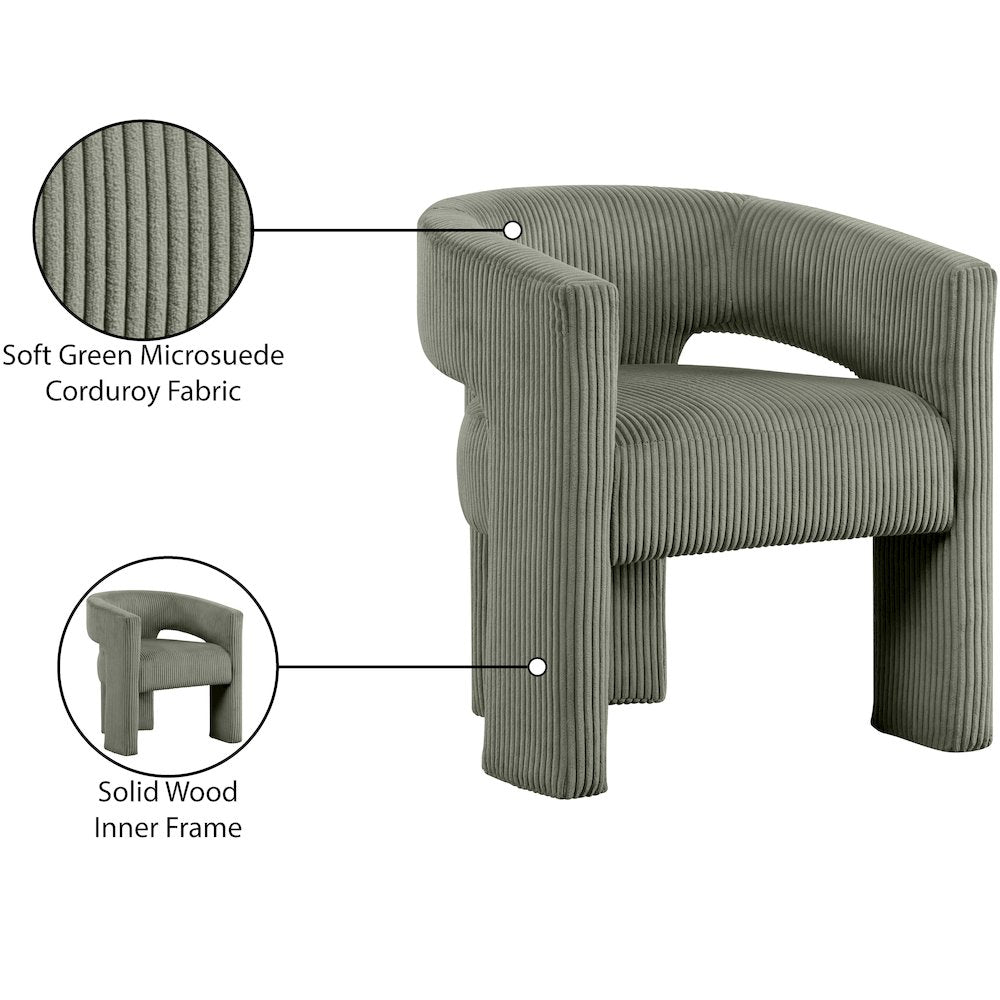 Riz Green Corduroy Fabric Accent/Dining Chair